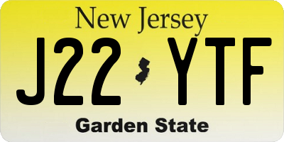 NJ license plate J22YTF