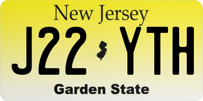 NJ license plate J22YTH