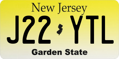 NJ license plate J22YTL
