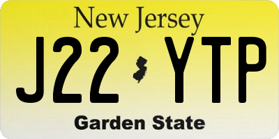 NJ license plate J22YTP