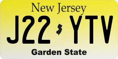 NJ license plate J22YTV