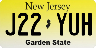NJ license plate J22YUH