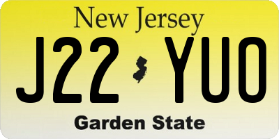 NJ license plate J22YUO