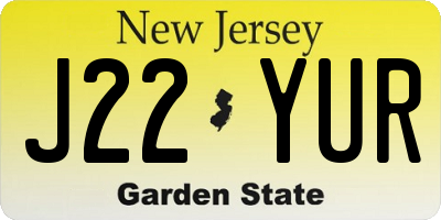 NJ license plate J22YUR