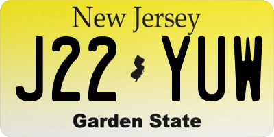 NJ license plate J22YUW