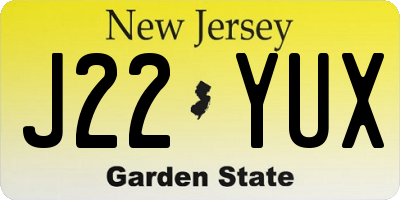 NJ license plate J22YUX