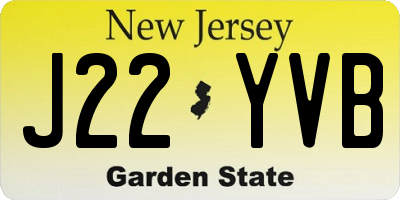 NJ license plate J22YVB