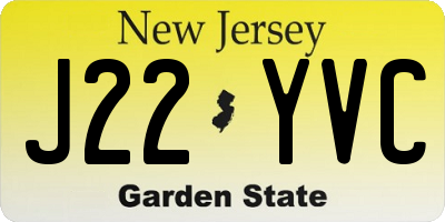 NJ license plate J22YVC