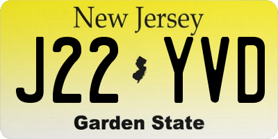 NJ license plate J22YVD