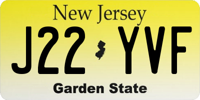 NJ license plate J22YVF