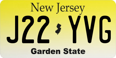 NJ license plate J22YVG
