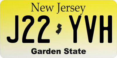 NJ license plate J22YVH