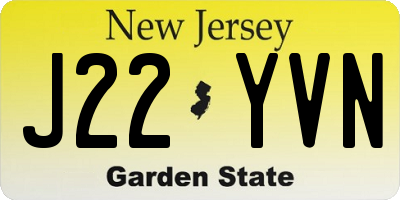 NJ license plate J22YVN