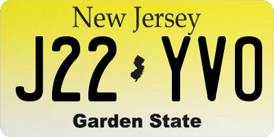 NJ license plate J22YVO