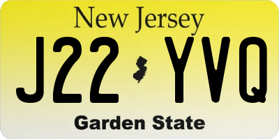 NJ license plate J22YVQ