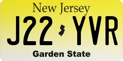 NJ license plate J22YVR