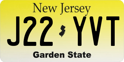 NJ license plate J22YVT