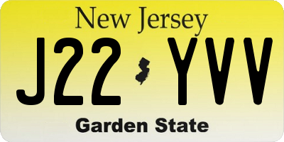 NJ license plate J22YVV