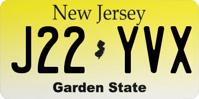 NJ license plate J22YVX