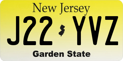 NJ license plate J22YVZ