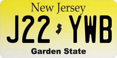NJ license plate J22YWB