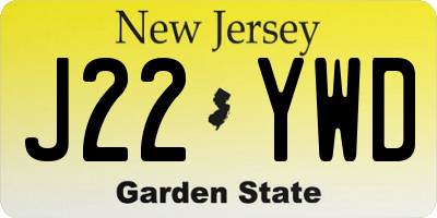 NJ license plate J22YWD