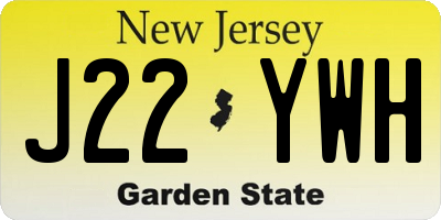 NJ license plate J22YWH