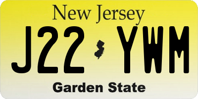 NJ license plate J22YWM