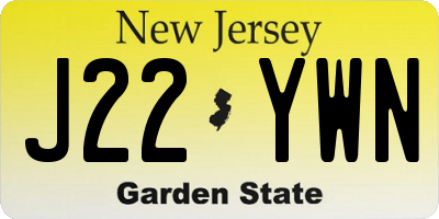 NJ license plate J22YWN