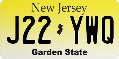 NJ license plate J22YWQ