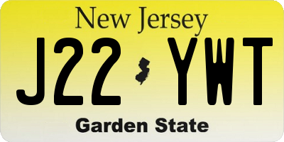 NJ license plate J22YWT