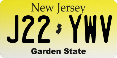 NJ license plate J22YWV