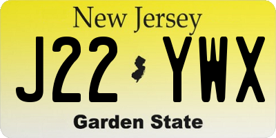 NJ license plate J22YWX