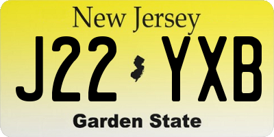 NJ license plate J22YXB