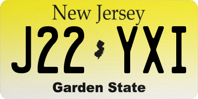 NJ license plate J22YXI