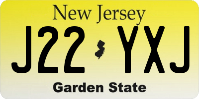 NJ license plate J22YXJ