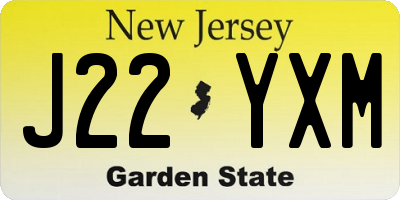 NJ license plate J22YXM
