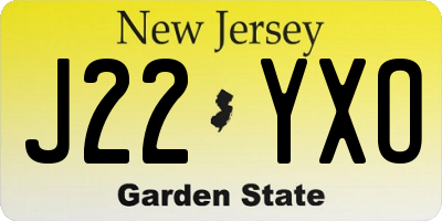 NJ license plate J22YXO