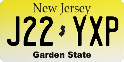 NJ license plate J22YXP