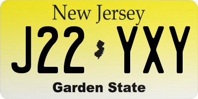 NJ license plate J22YXY