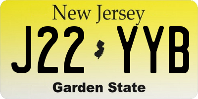 NJ license plate J22YYB