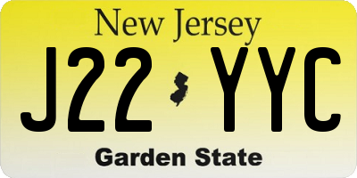 NJ license plate J22YYC