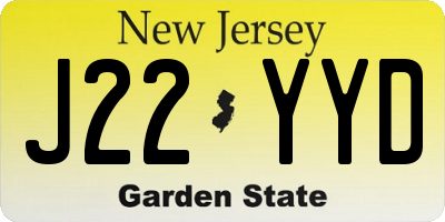 NJ license plate J22YYD