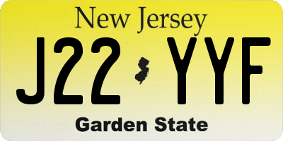 NJ license plate J22YYF