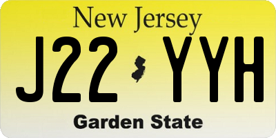 NJ license plate J22YYH