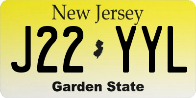 NJ license plate J22YYL