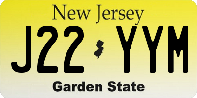 NJ license plate J22YYM