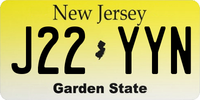 NJ license plate J22YYN
