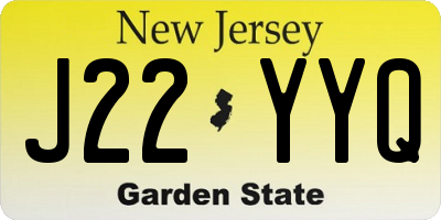 NJ license plate J22YYQ