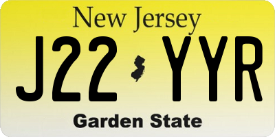 NJ license plate J22YYR
